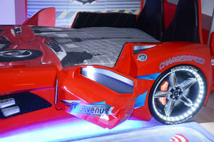 MVN 3 Autobett mit LED und Sounds - (Schwarz/Weiß/Rot/Blau)