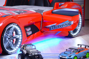 MVN 3 Autobett mit LED und Sounds - (Schwarz/Weiß/Rot/Blau)