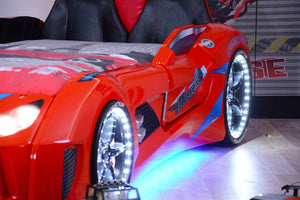 MVN 3 Autobett mit LED und Sounds - (Schwarz/Weiß/Rot/Blau)