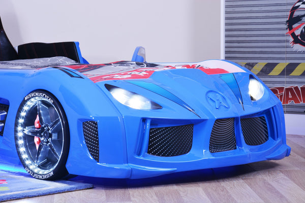 MVN 3 Autobett mit LED und Sounds - (Schwarz/Weiß/Rot/Blau)