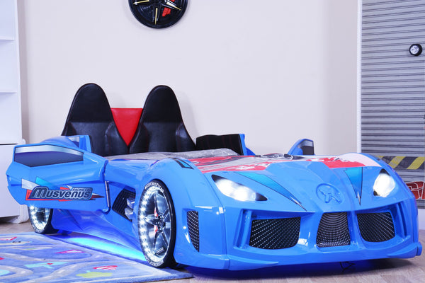 MVN 3 Autobett mit LED und Sounds - (Schwarz/Weiß/Rot/Blau)