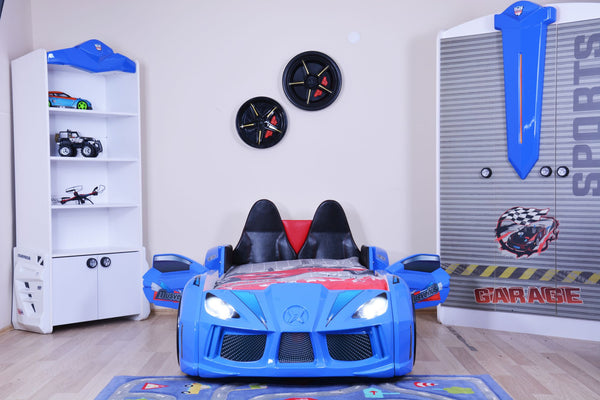 MVN 3 Autobett mit LED und Sounds - (Schwarz/Weiß/Rot/Blau)