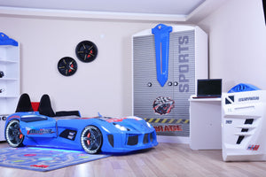 MVN 3 Autobett mit LED und Sounds - (Schwarz/Weiß/Rot/Blau)