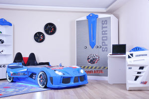 MVN 3 Autobett mit LED und Sounds - (Schwarz/Weiß/Rot/Blau)