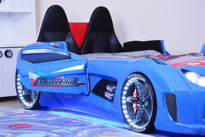 MVN 3 Autobett mit LED und Sounds - (Schwarz/Weiß/Rot/Blau)