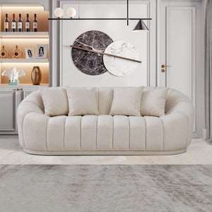 Puffy - Set Divani in Bouclé - Bianco Panna