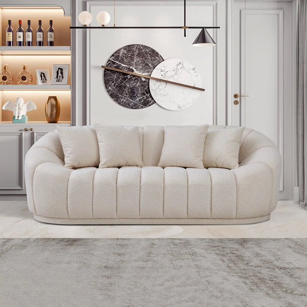 Puffy - Set Divani in Bouclé - Bianco Panna