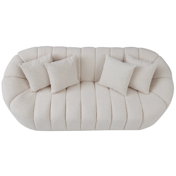 Puffy - Set Divani in Bouclé - Bianco Panna