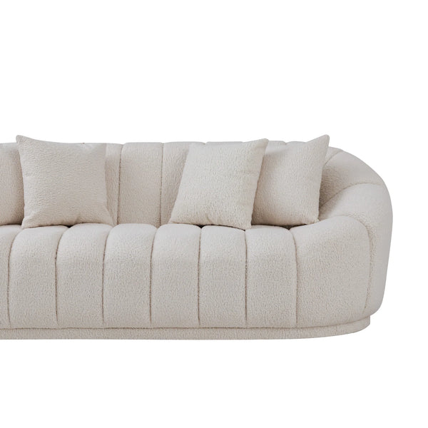 Puffy - Set Divani in Bouclé - Bianco Panna