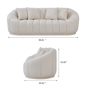 Puffy - Set Divani in Bouclé - Bianco Panna