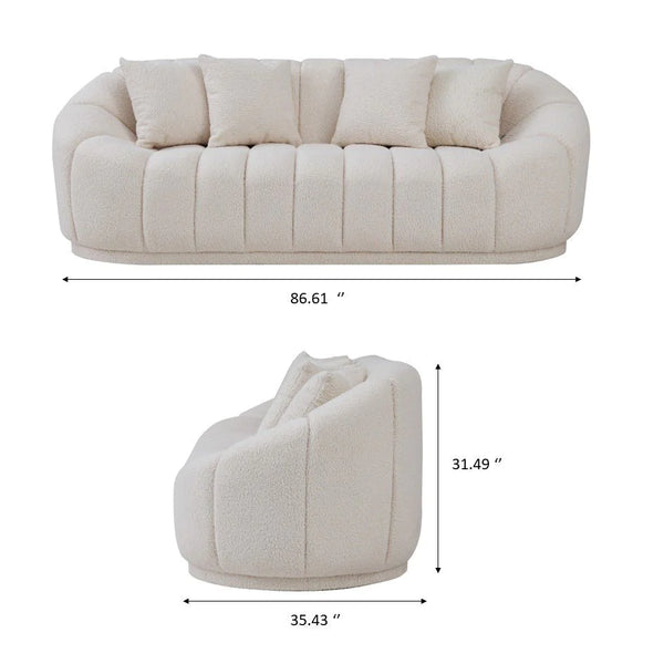 Puffy - Set Divani in Bouclé - Bianco Panna