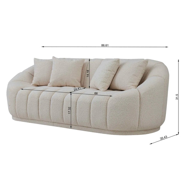 Puffy - Set Divani in Bouclé - Bianco Panna