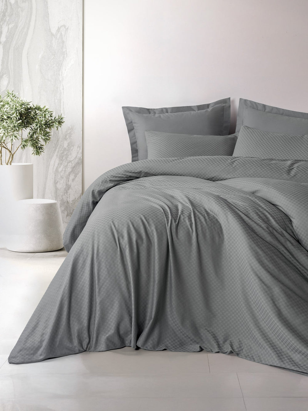 Plaid Ranforce Singolo Set Copripiumino Grigio