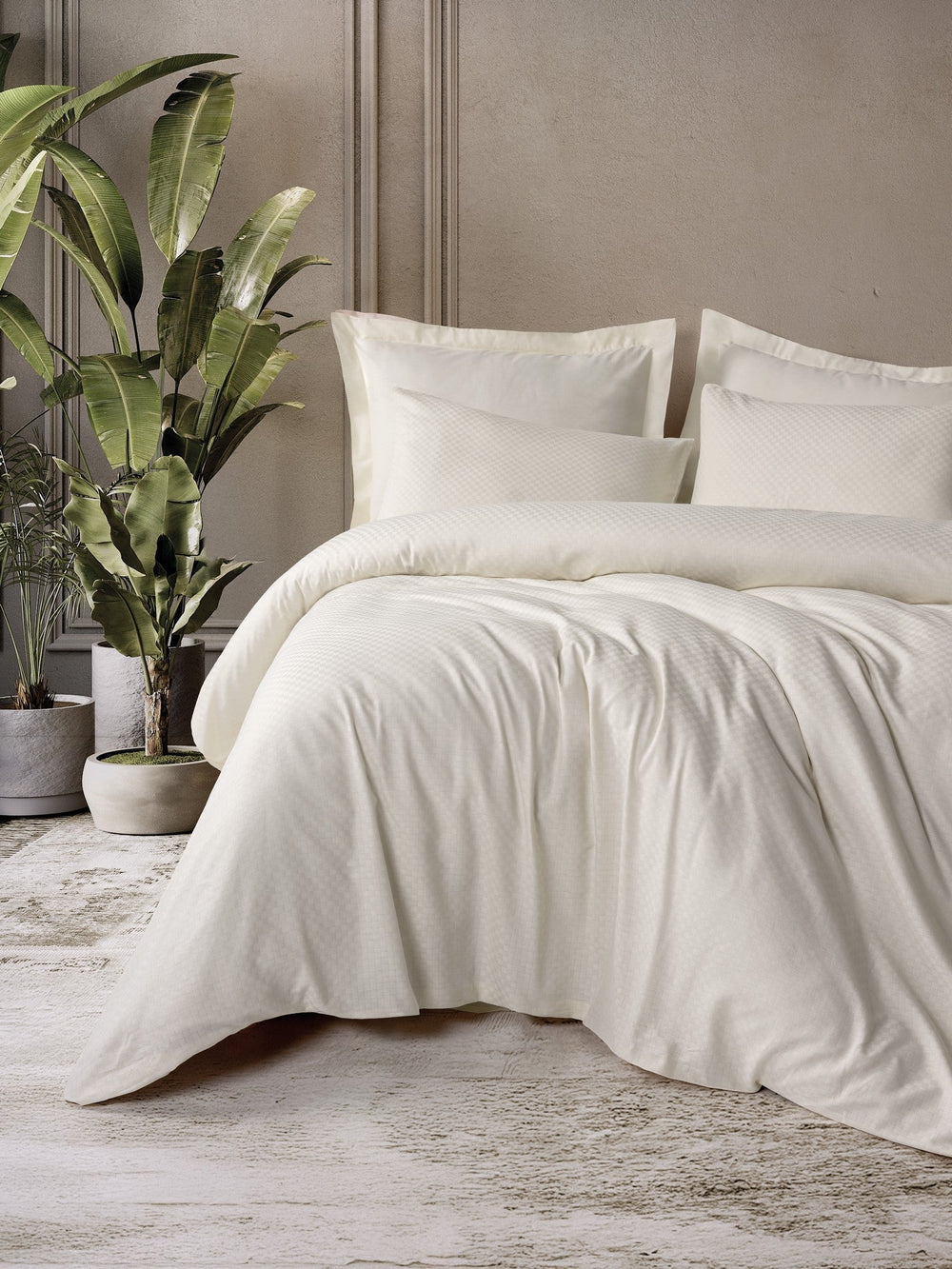 Plaid Ranforce Singolo Set Copripiumino Crema