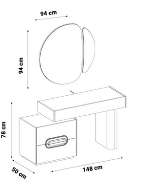 Traverta Comò con Specchio