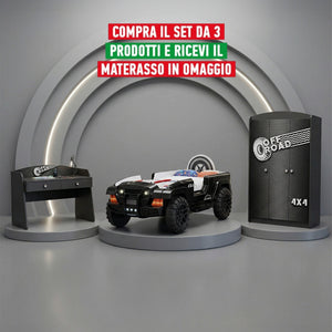 Dormitorio Completo Off Road: Cama de coche Jeep LED, Armario de 3 puertas y Escritorio + Cama de Regalo