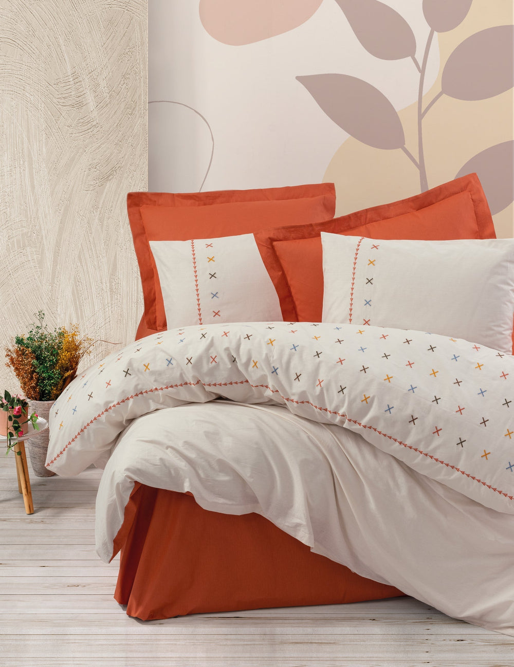Brode Matrimoniale Set Copripiumino Joli Terracotta