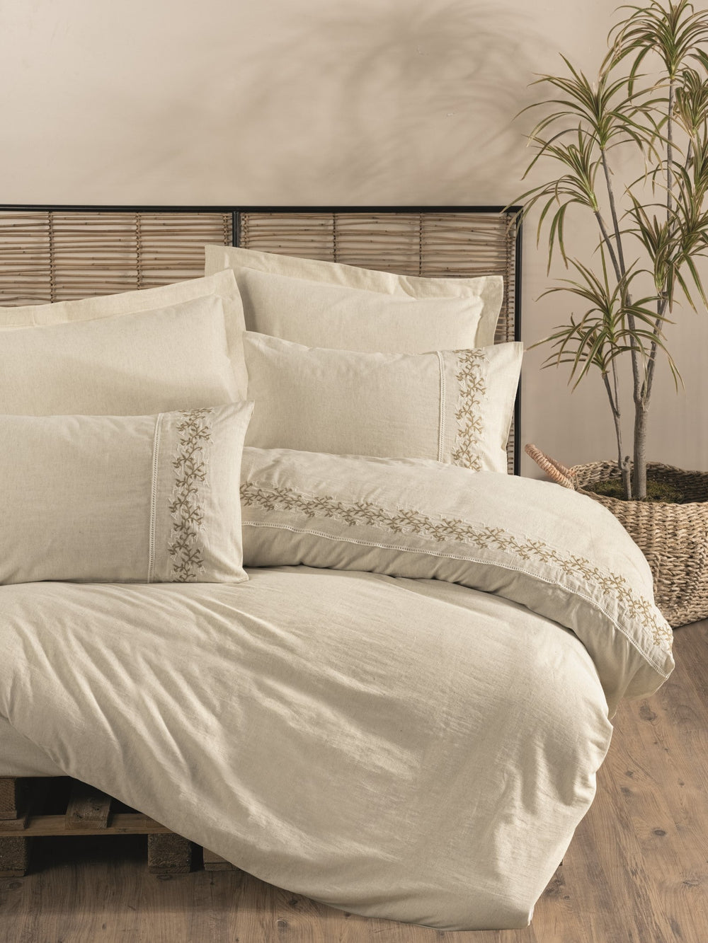 Cotone Lino Matrimoniale Set Copripiumino Darian