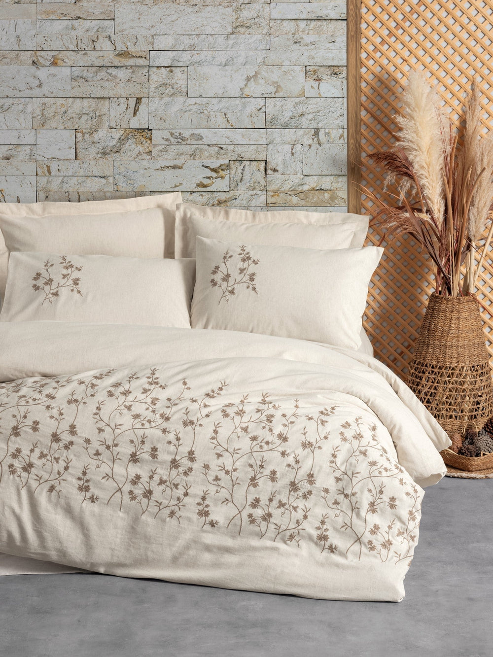 Cotone Lino Matrimoniale Set Copripiumino Hemera