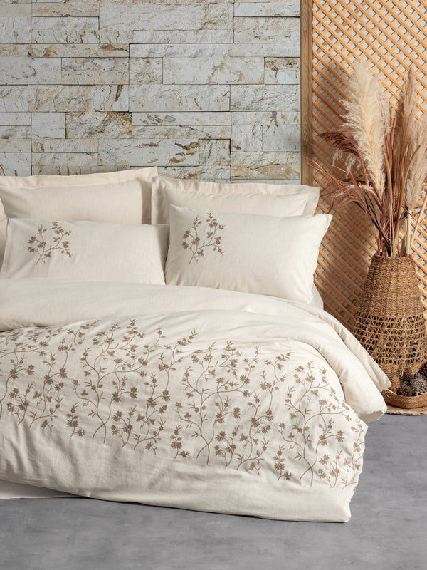 Cotone Lino Matrimoniale Set Copripiumino Hemera
