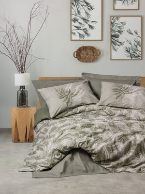 Dual Matrimoniale Set Copripiumino Frond Verde kaki