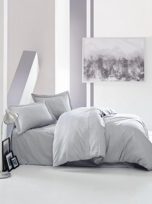 Elegant Saten Matrimoniale Set Copripiumino - Grigio