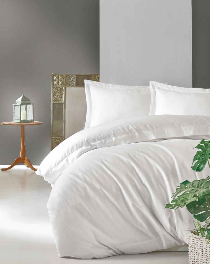 Elegant Saten Singolo Set Copripiumino Bianco