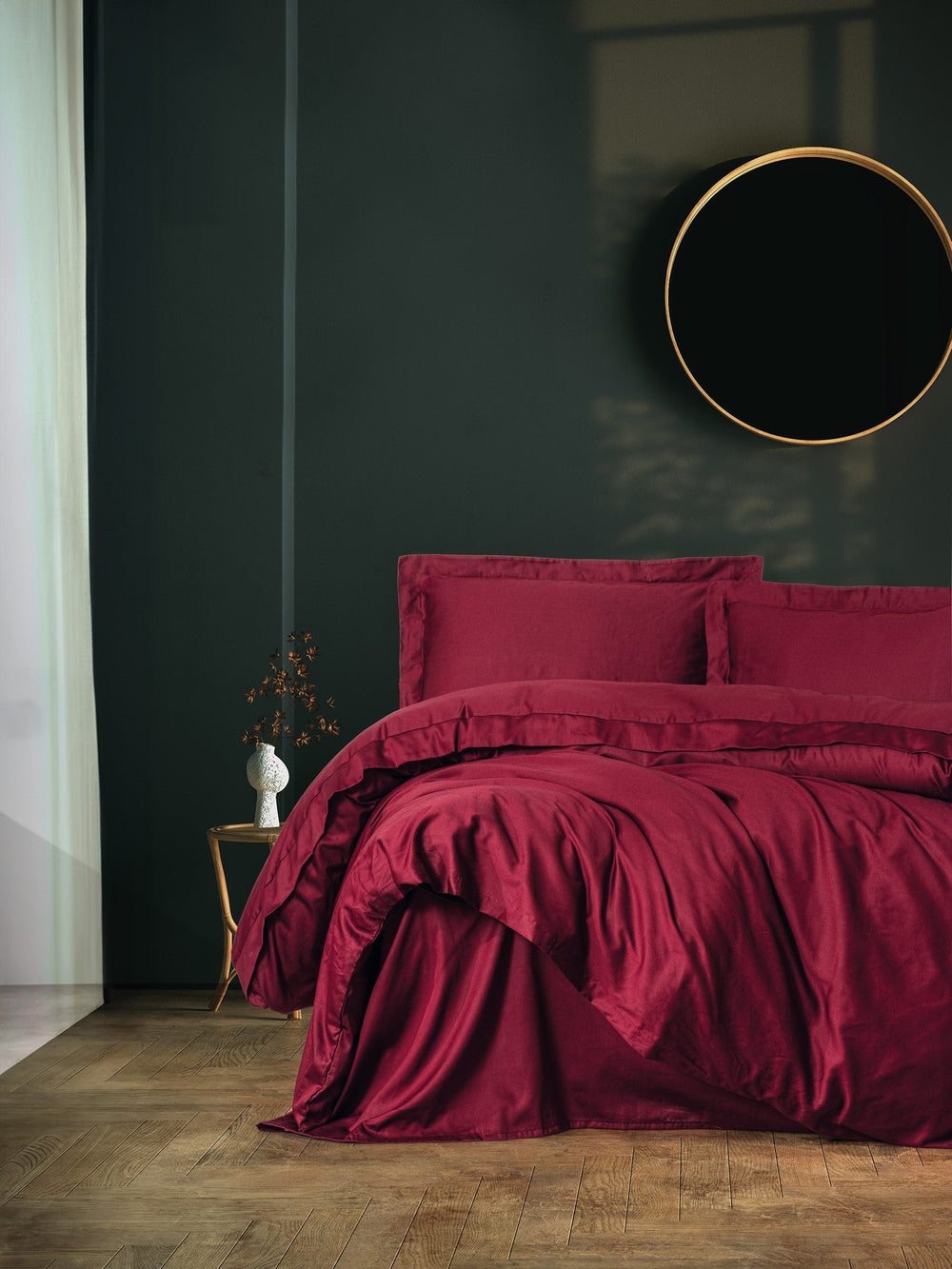 Elegant Saten Singolo Set Copripiumino Bordeaux