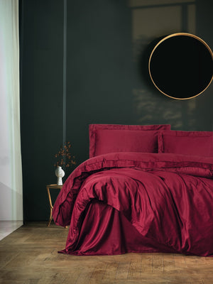 Elegant Saten Singolo Set Copripiumino Bordeaux