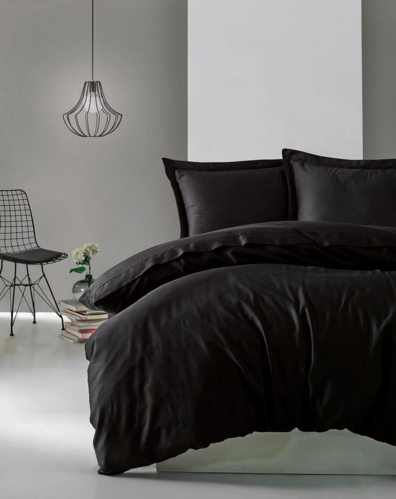 Elegant Saten Singolo Set Copripiumino Nero