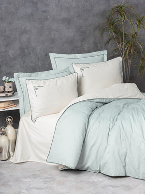 Elite Saten Matrimoniale Set Copripiumino Vanko Menta