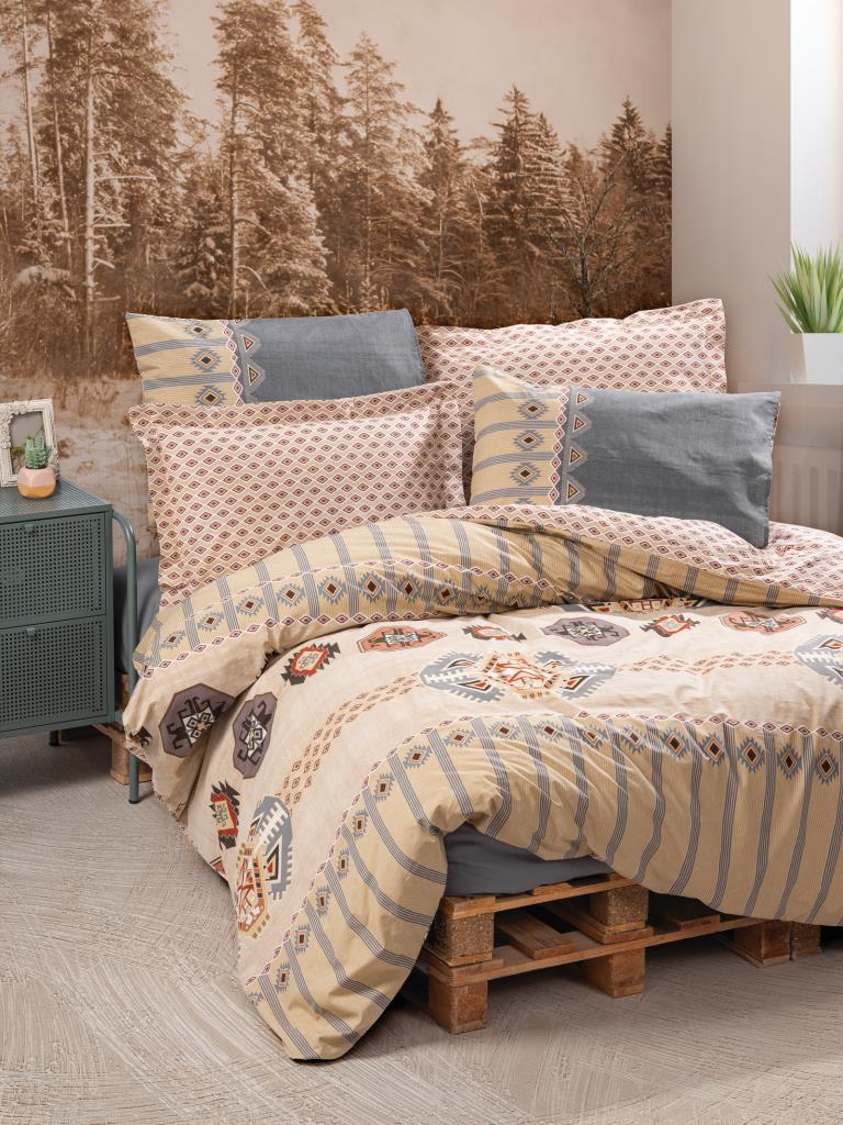 Ethnic Matrimoniale Set Copripiumino Dakota Grigio