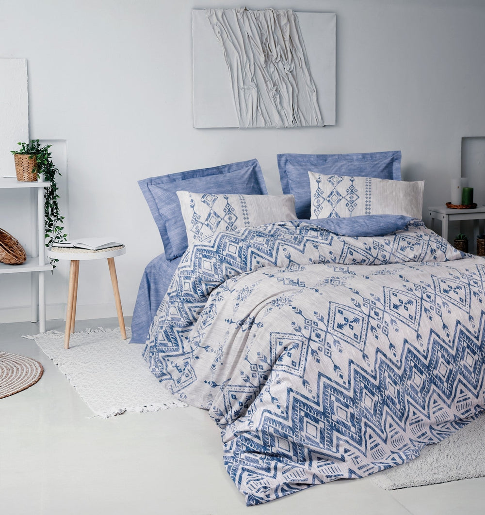 Ethnic Singolo Set Copripiumino Cleo Blu