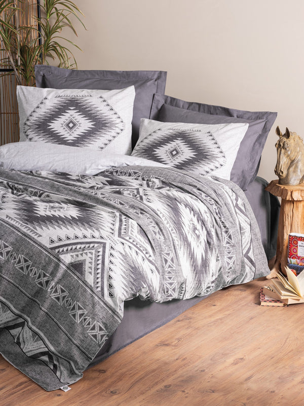 Ethnic Singolo Set Copripiumino Delos Antracite