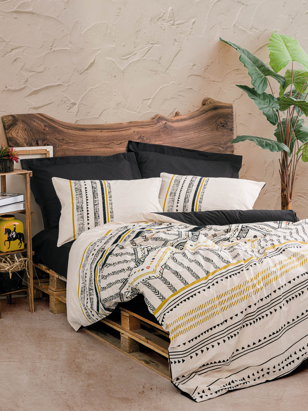 Ethnic Singolo Set Copripiumino Elvira Nero