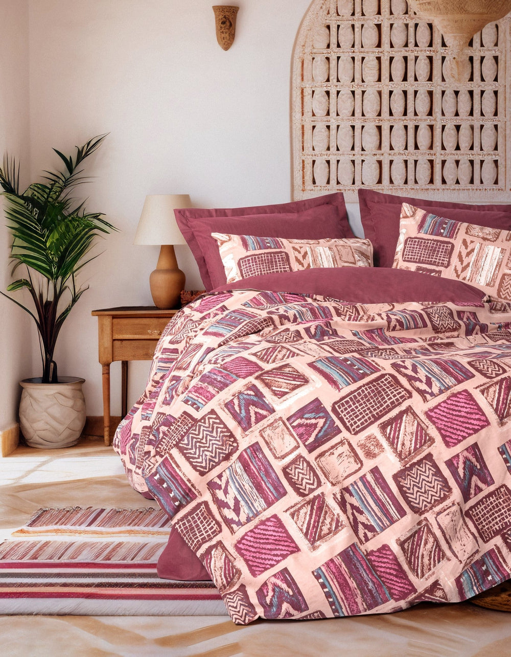 Ethnic Singolo Set Copripiumino Estilo Bordeaux