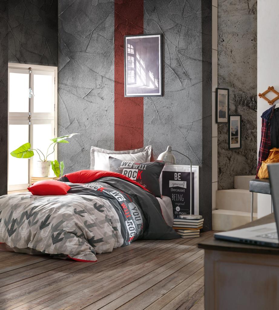Singolo Set Copripiumino Rock Rosso