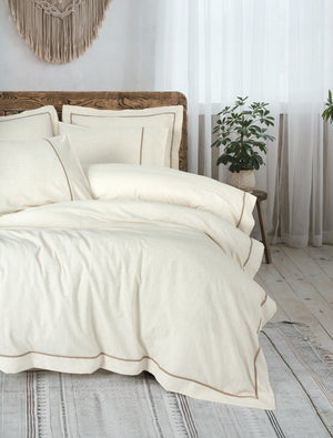 Inborn Matrimoniale Set Copripiumino Banded Marrone