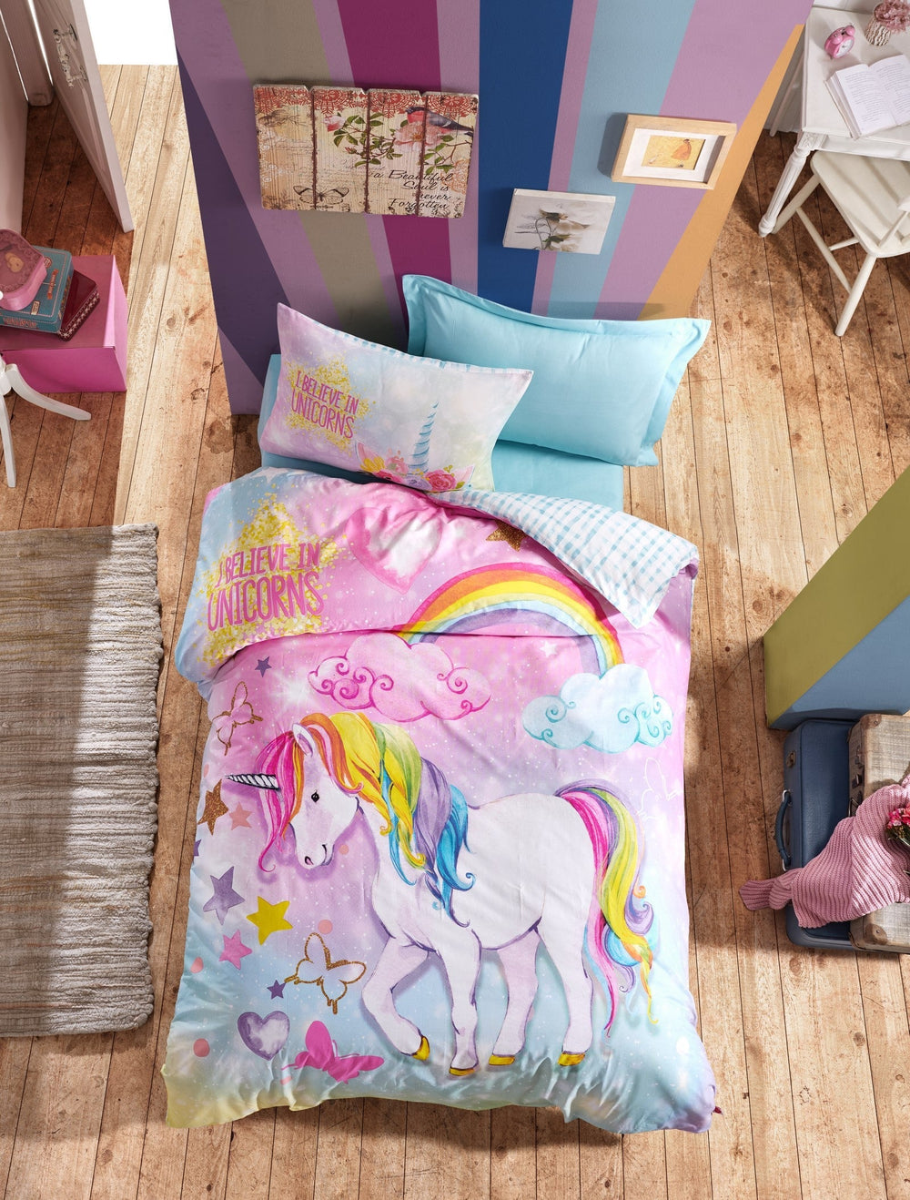 Junior Singolo Set Copripiumino con Lenzuolo con Angoli Dream Menta
