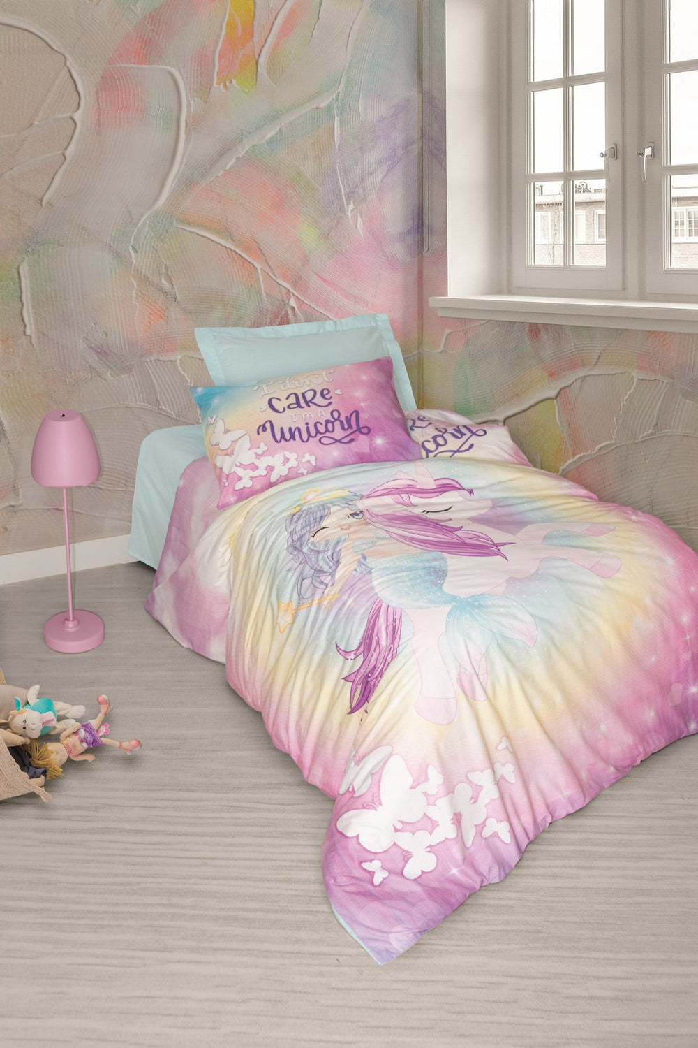 Junior Singolo Set Copripiumino con Lenzuolo con Angoli Sirena Menta