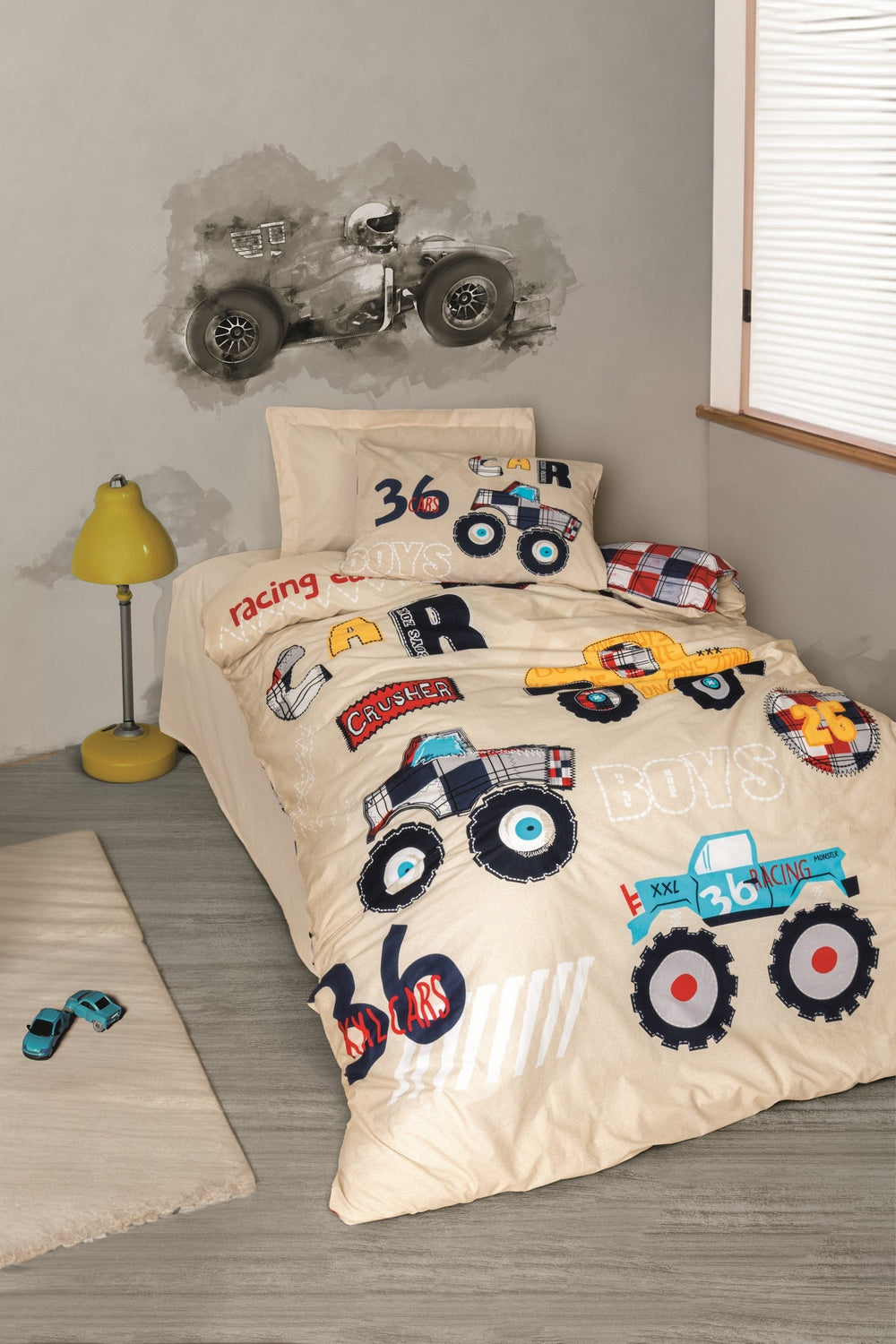 Junior Singolo Set Copripiumino Cars Beige