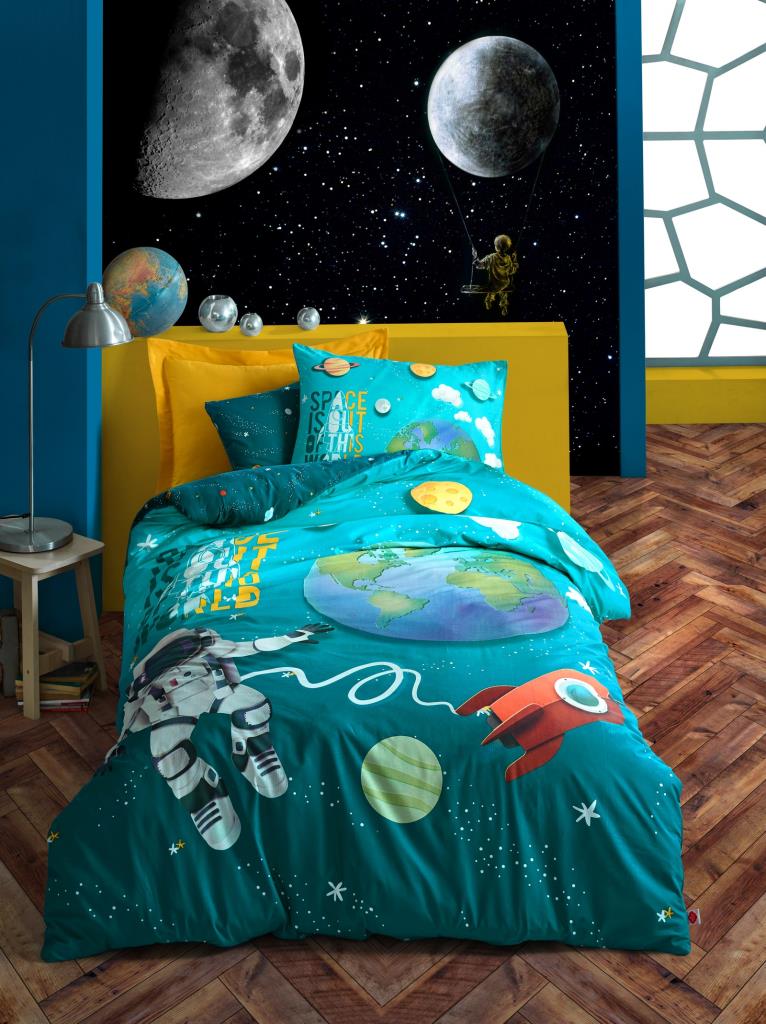 Junior Singolo Set Copripiumino Little Astronaut Turchese