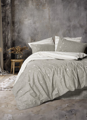 Klein Ricamato Ranforce Matrimoniale Set Copripiumino Moke Marrone