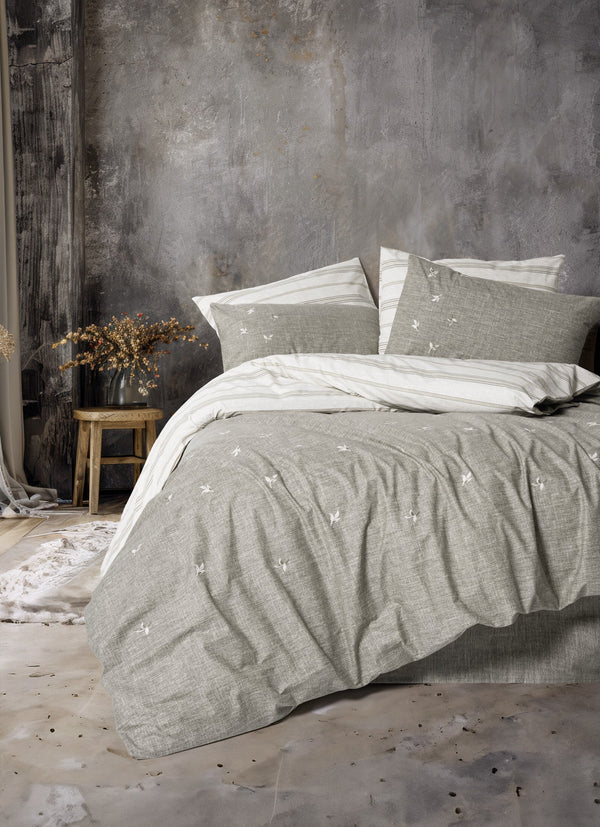 Klein Ricamato Ranforce Matrimoniale Set Copripiumino Moke Marrone