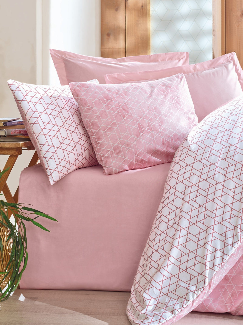 Minimal Singolo Set Copripiumino con Lenzuolo con Angoli Best Rosa