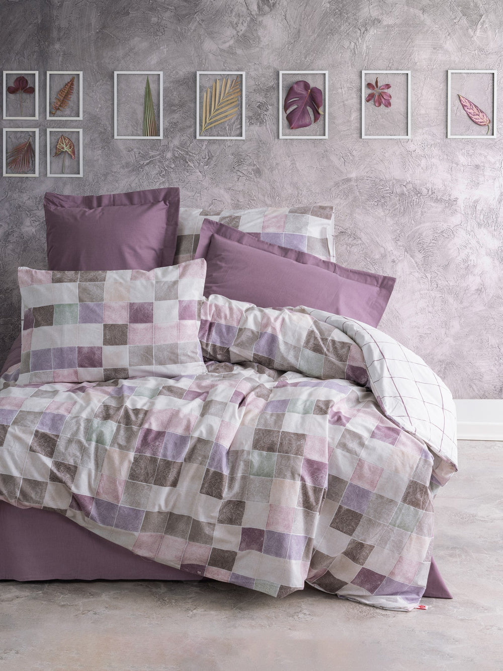 Minimal Singolo Set Copripiumino con Lenzuolo con Angoli Maro Rosa antico