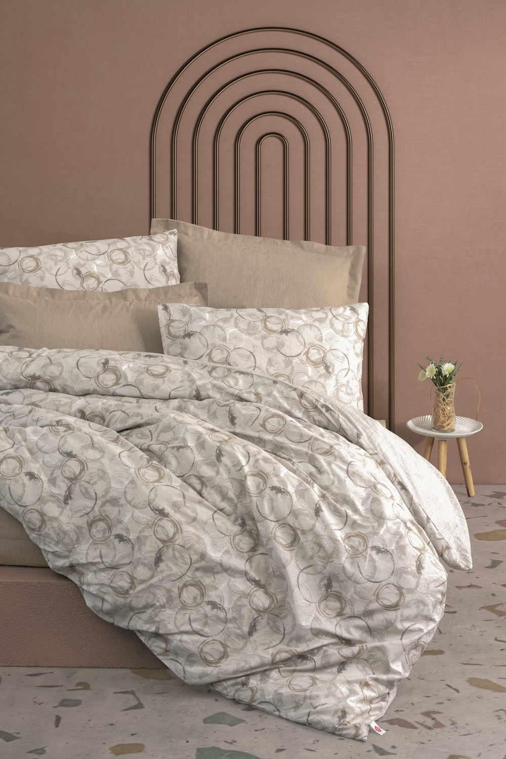 Minimal Singolo Set Copripiumino con Lenzuolo con Angoli Moil Beige