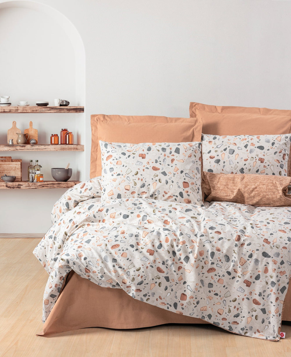 Minimal Singolo Set Copripiumino con Lenzuolo con Angoli Oniks Caramello