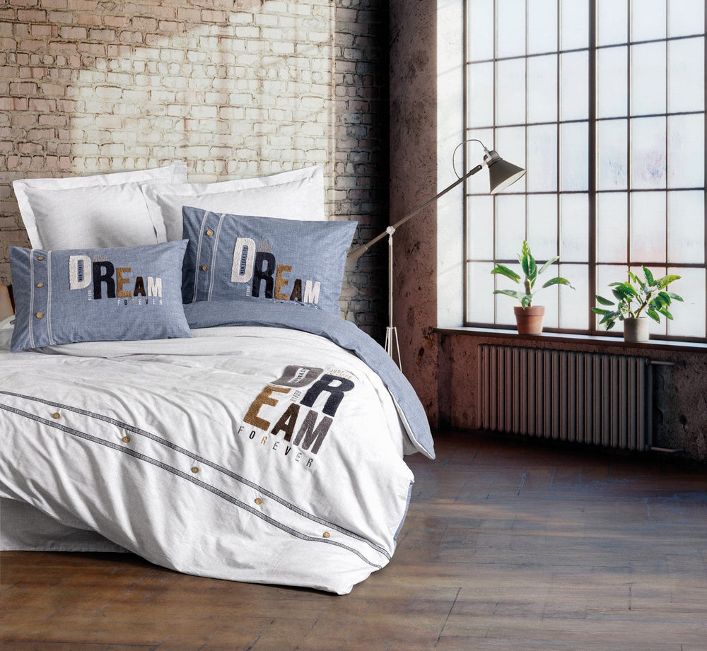 Mood Ricamato Ranforce Matrimoniale Set Copripiumino Forever Grigio