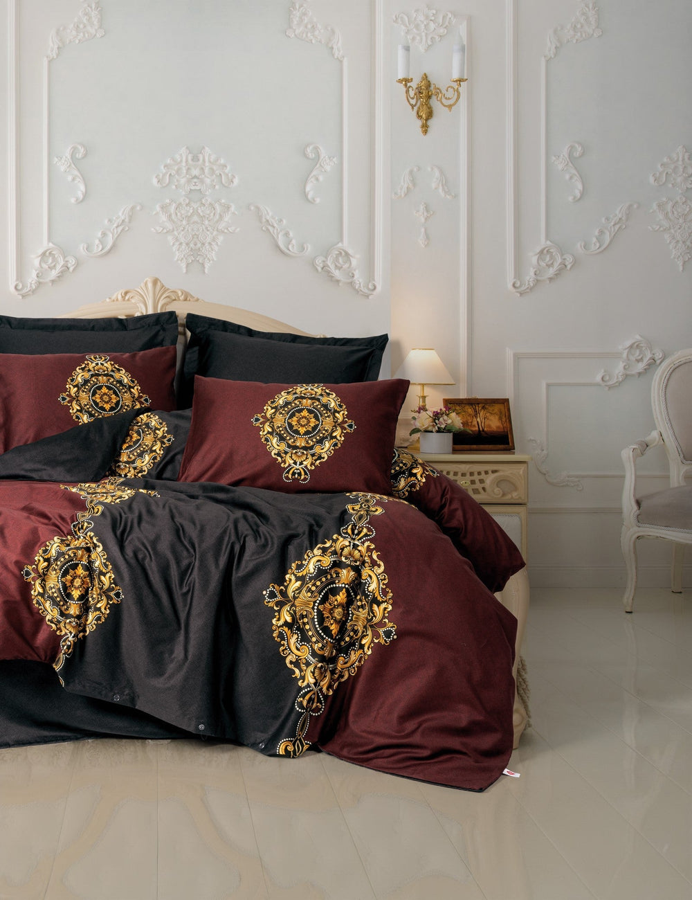 Palace Saten Matrimoniale Set Copripiumino Ebren Antracite